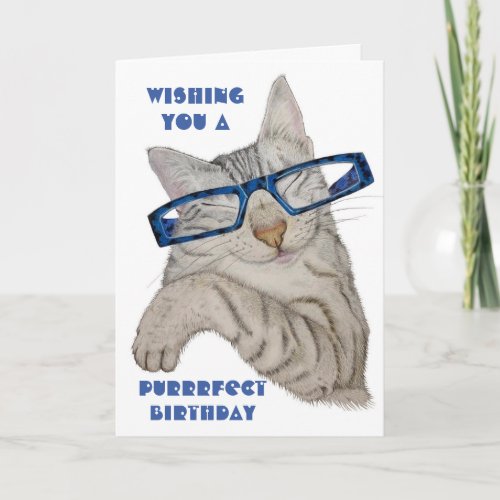 Purrfect Birthday Cute Cat in Specs Card