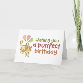 Purrfect Birthday Cute Cat Lover Funny Birthday Card by raindwops at Zazzle