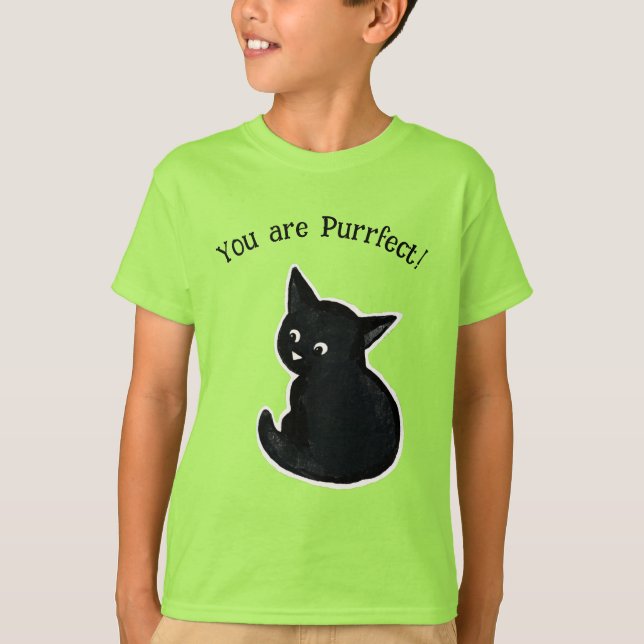 Purrfect Black kitten T-Shirt (Front)