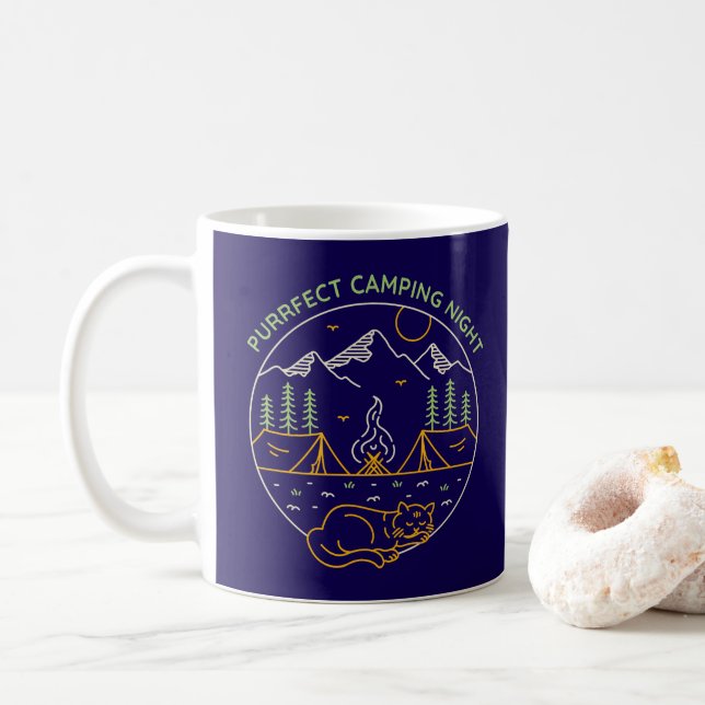 Purrfect Camping Night Coffee Mug (With Donut)