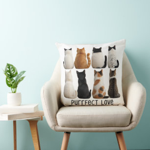 Purrfect Cat Collection Back View Throw Pillow