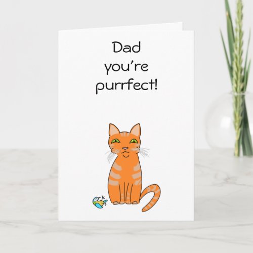 Purrfect cat Dad funny cartoon Fatherâs Day Card