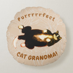 Purrfect cat grandma round pillow