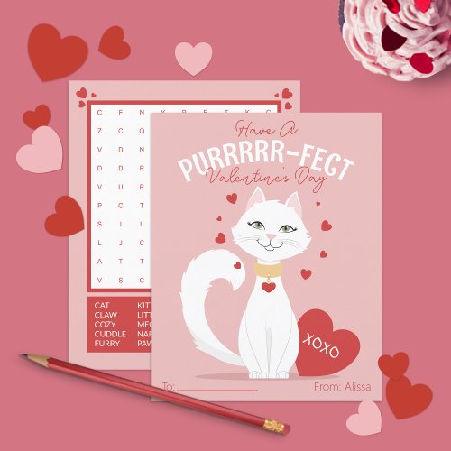 Purrfect Cat Kids Valentines Day Card