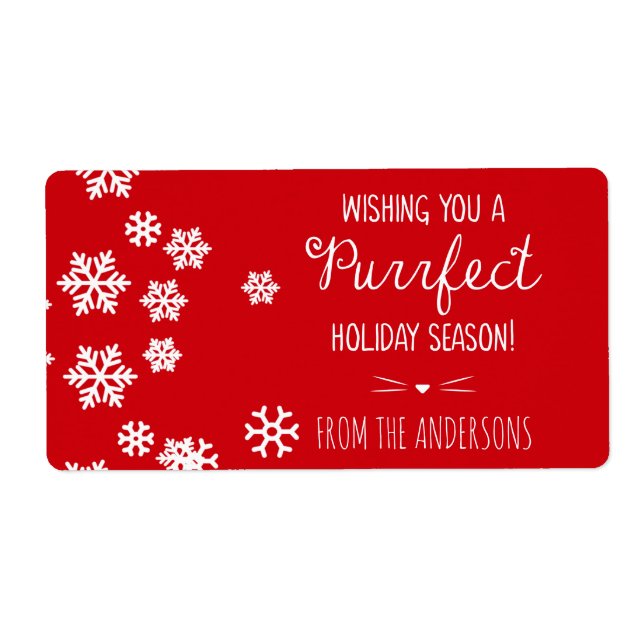 Purrfect Cat Theme Holiday Greetings Label (Front)