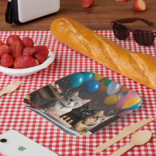 Purrfect Celebration: A Cat's Birthday Party Cake Paper Plates