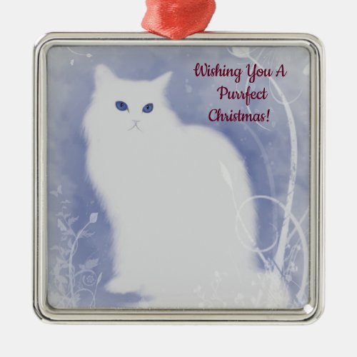 Purrfect Christmas Cat Metal Ornament