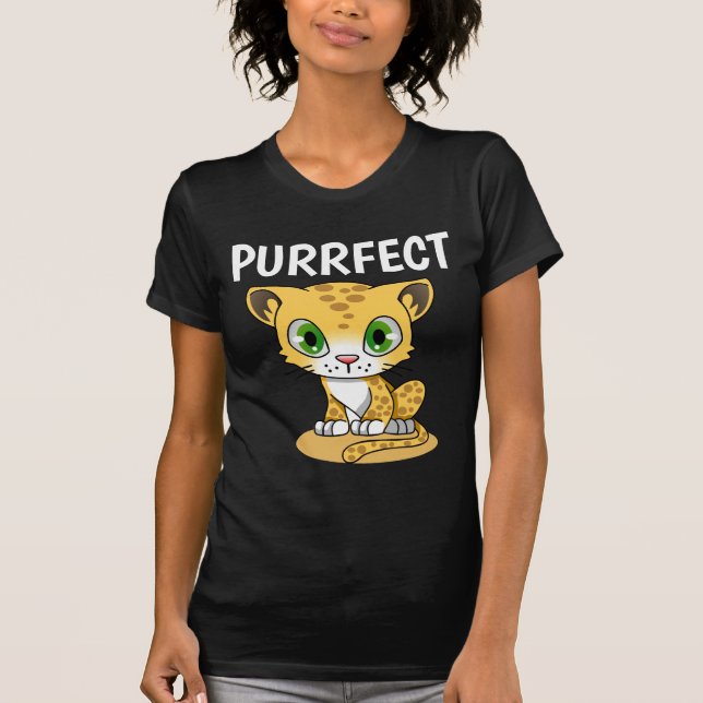 PURRFECT CUTE LADIES FLIRTY CAT T-Shirts (Front)