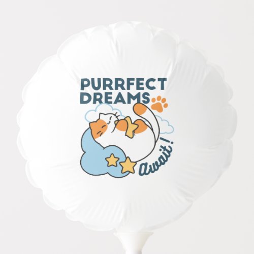 Purrfect Dreams Await – Cute Sleeping Cat Dreamy Balloon