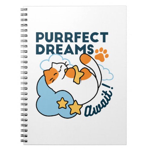 Purrfect Dreams Await – Cute Sleeping Cat Dreamy Notebook