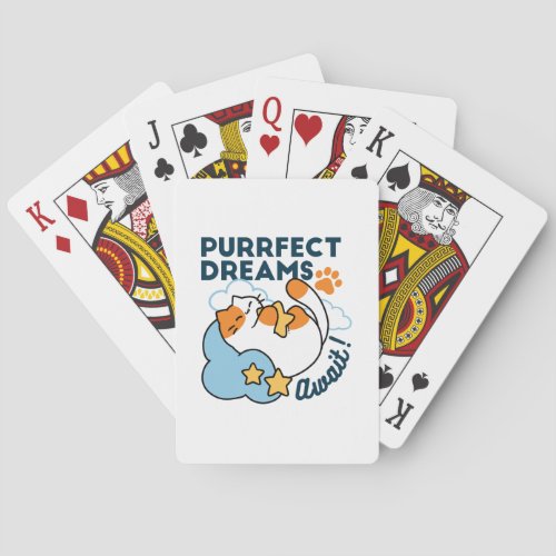 Purrfect Dreams Await – Cute Sleeping Cat Dreamy Poker Cards