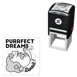 Purrfect Dreams Await – Cute Sleeping Cat Dreamy Self-inking Stamp