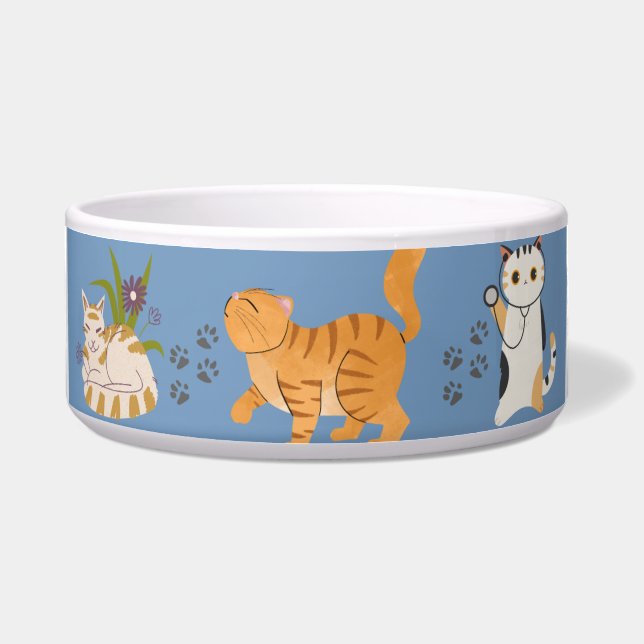 "Purrfect Duo Bowl"? 🐾💙🧡 Bowl (Front)