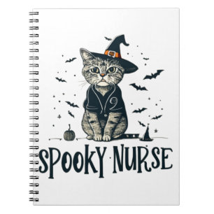 Purrfect for Night Shifts - One Spooky Nurse Cat D Notebook