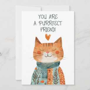 Purrfect Friend Quirky Cat Galentine's Day Holiday Card