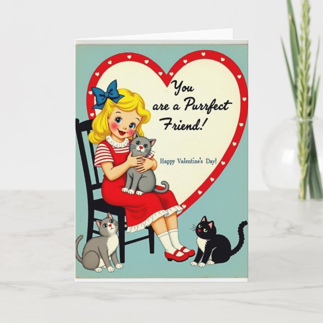 Purrfect Friend Valentine Cat Card (Front)