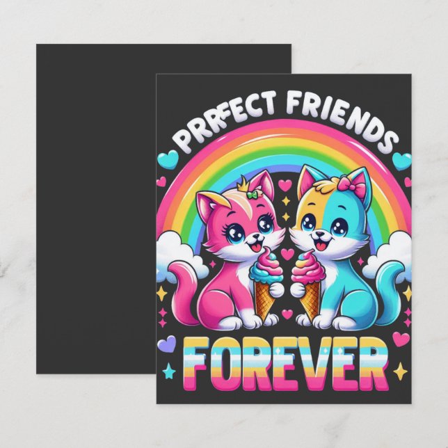 Purrfect Friends Forever Cute Kawaii Cat Invitation (Front/Back)