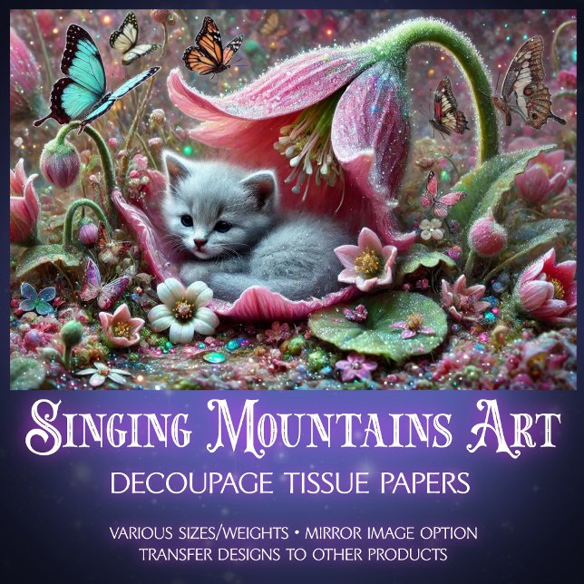 Purrfect Garden Cat Magic Decoupage  Tissue Paper (Creator Uploaded)