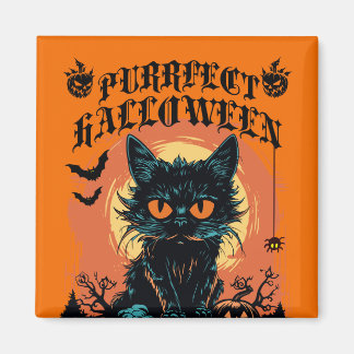 Purrfect Halloween Black Cat Cute Magnet