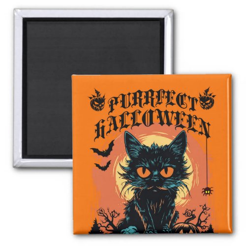 Purrfect Halloween Black Cat Cute Magnet