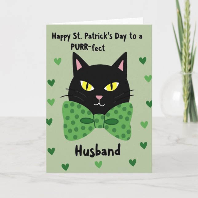 Purrfect Husband St Patricks Day Card (Front)