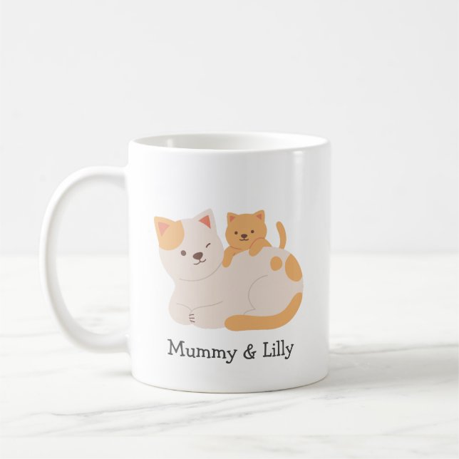 Purrfect Love – Custom Mama Cat & Kitten Coffee Mug (Left)