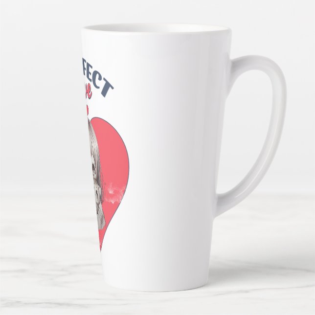 Purrfect Love Cute Cat Girl Heart Illustration Latte Mug (Right)