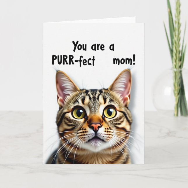 Purrfect Mom Cat Portrait Card (Front)