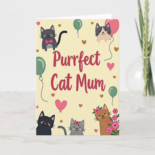 Purrfect Mum Feline Art Card (Front)