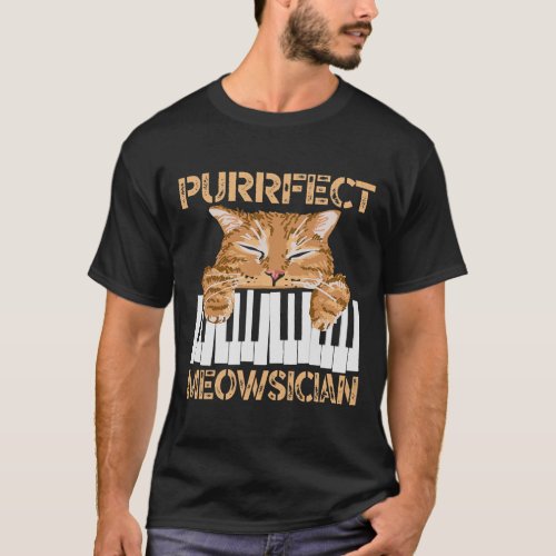 Purrfect Musician Pianist Piano Cat Musical Instru T_Shirt