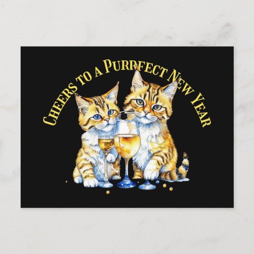 Purrfect New Year Cats Postcard