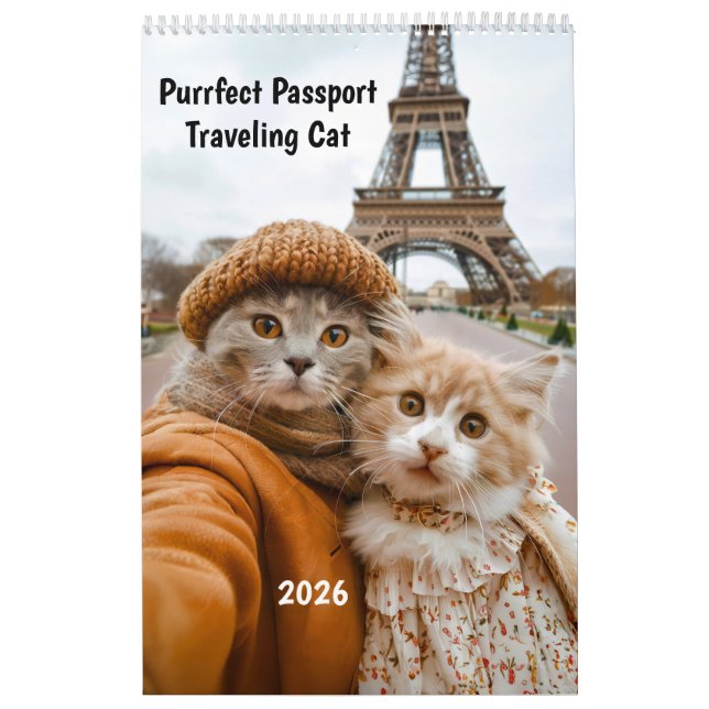 Purrfect Passport – 2026 Traveling Cat Calendar (Cover)