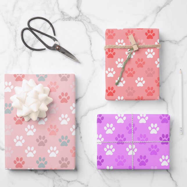 Purrfect Pet Paw Prints Wrapping Paper Sheets (Front)