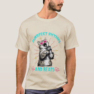 Purrfect Rhymes & Beats - Funny Rapping Cat DJ 🎤 T-Shirt