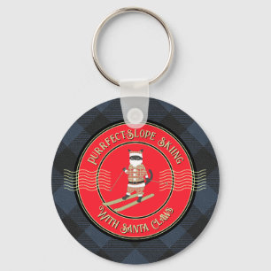 Purrfect-Slope Skiing with Santa Claws  Keychain