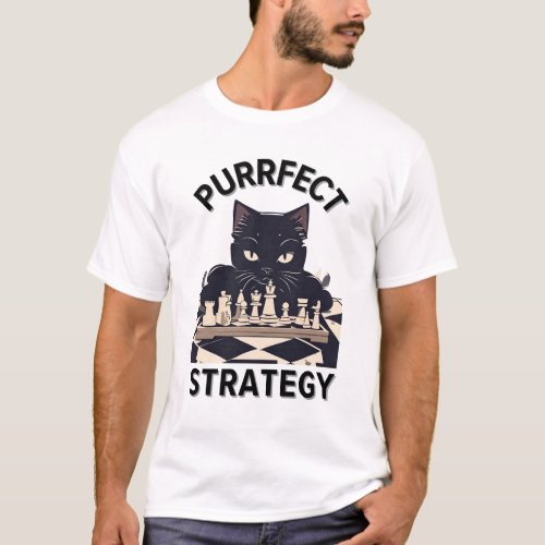 Purrfect Strategy Cat Chess Player T_Shirt