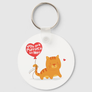 Purrfect To Me Cute Cat Romantic Pun Keychain