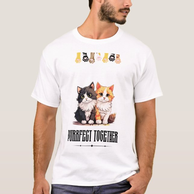  Purrfect Together – Cute Cat Couple T-Shirt (Front)