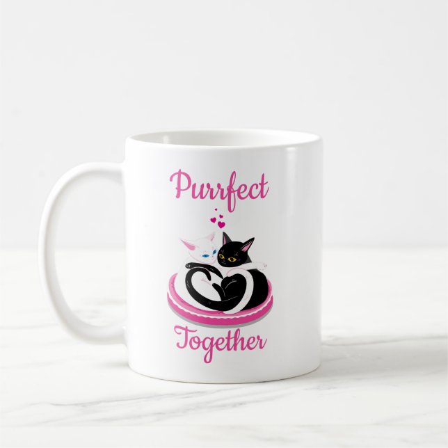Purrfect Together Cute Cats Valentine Coffee Mug (Left)