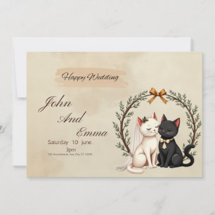 Purrfect Union: John and Emma's Whimsical Wedding Invitation