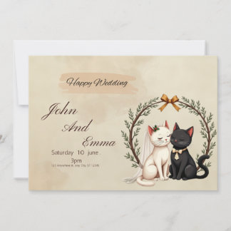 Purrfect Union: John and Emma's Whimsical Wedding Invitation