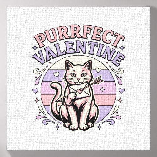 Purrfect Valentine Cat Valentine Love Vintage Vect Canvas Photo Tile