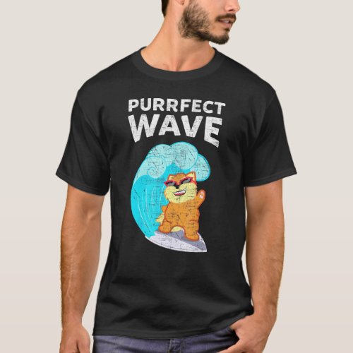 Purrfect Wave Cool  Cat Surf T_Shirt