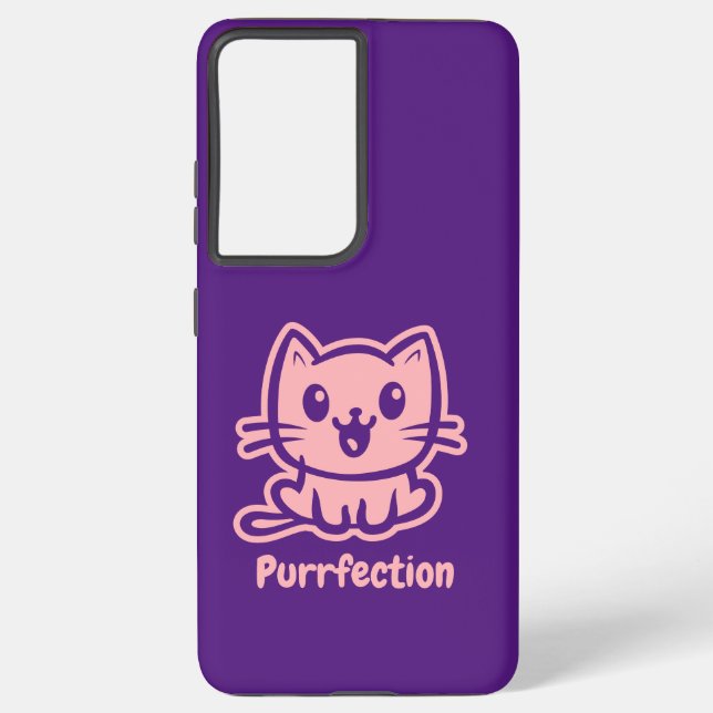 Purrfection, Very Cute Anime Cat Samsung Galaxy Case (Back)