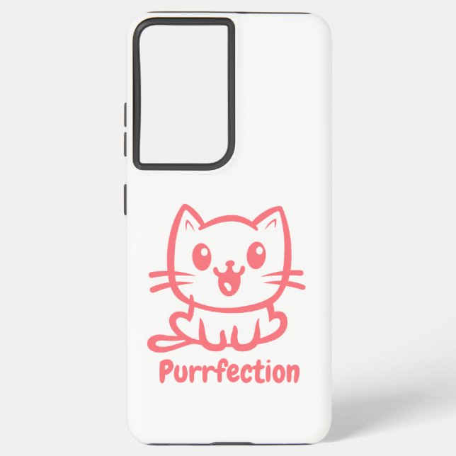 Purrfection, Very Cute Anime Cat Samsung Galaxy Case (Back)