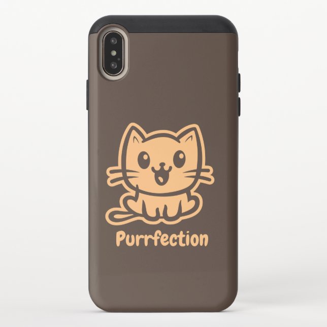 Purrfection, Very Cute Anime Cat Uncommon iPhone Case (Back)
