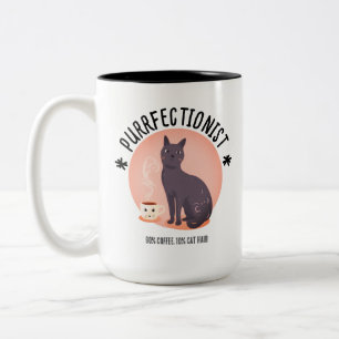 Purrfectionist Cat Mom Coffee Lover Funny Quote Two-Tone Coffee Mug