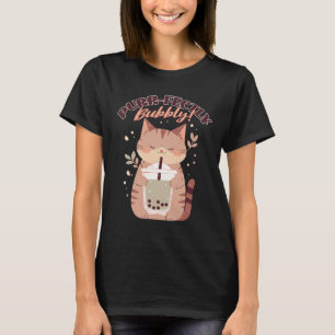 Purrfectly Bubbly Cat with Boba Tea T-Shirt