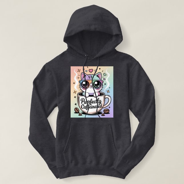 Purrfectly Caffeinated Hoodie (Design Front)