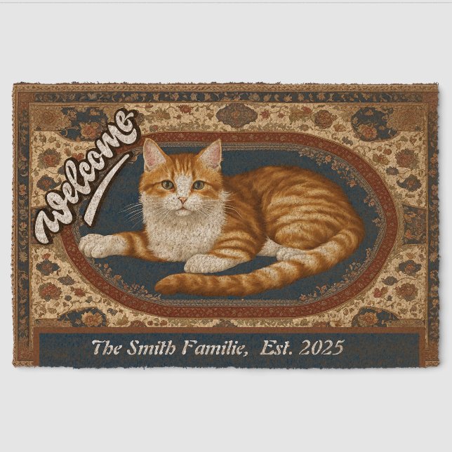 Purrfectly Chic Cat-Themed Coir Mat (Front)